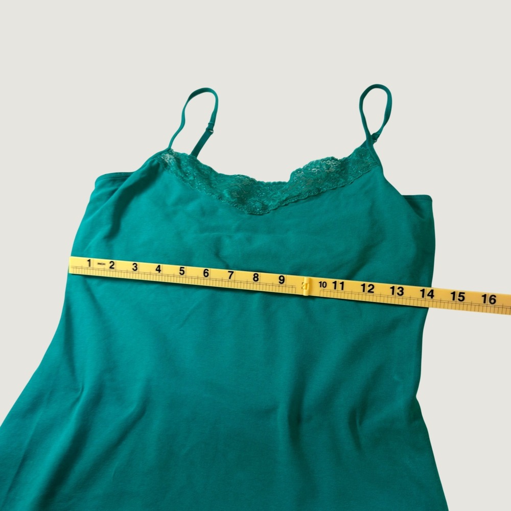 Express Emerald Green Lace Trim Camisole V-Neck Sleeveless Cami Top Y2K - Picture 2 of 6
